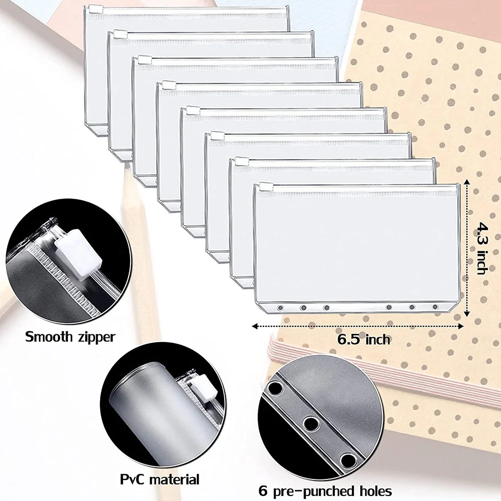 Cash Binder with Budget Envelopes & Expense Budget Sheets Binder Pockets, Cash Budget Binder Zipper Bags Pink