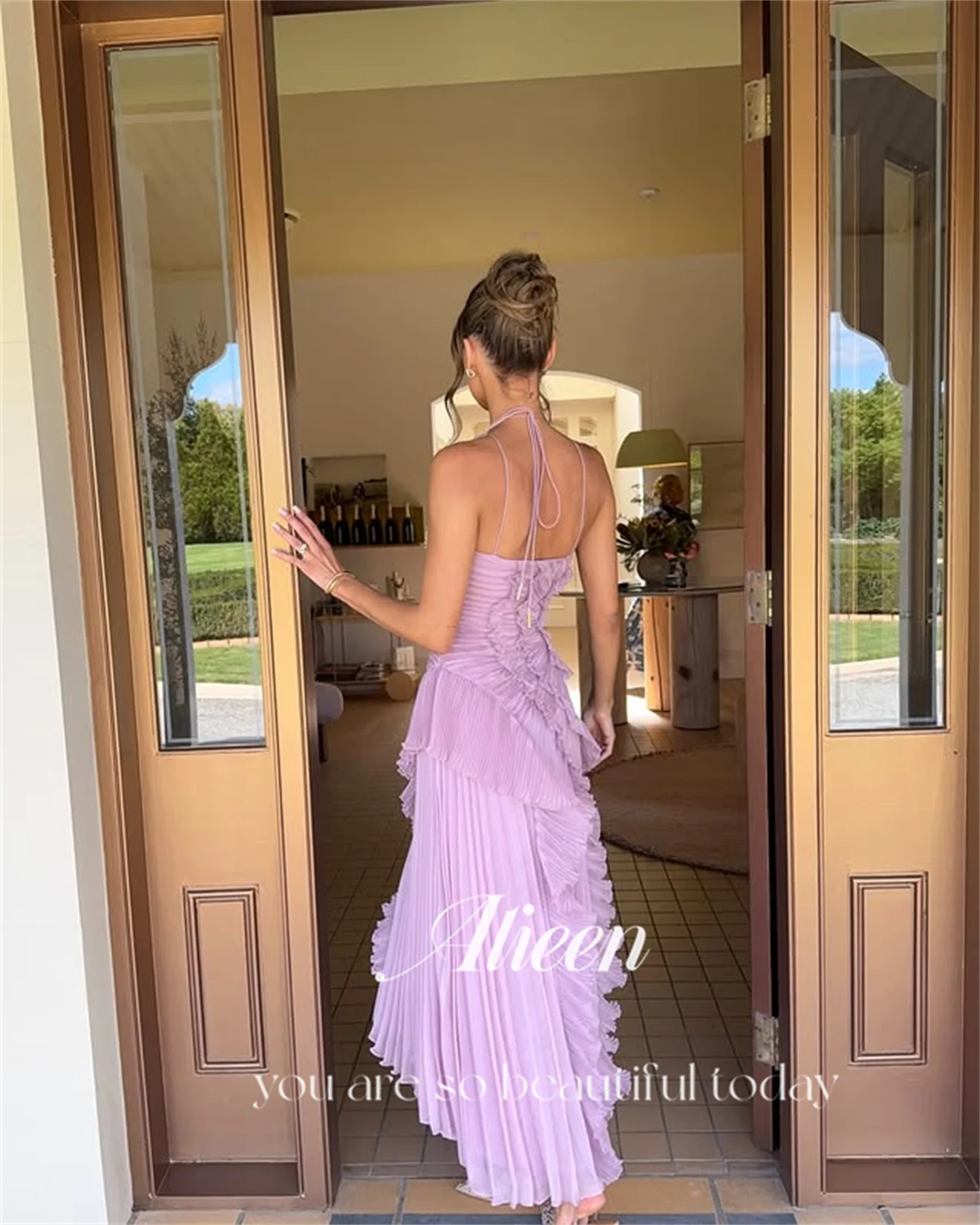 Aileen Vestidos De Festa Evening Dresses for Special Occasions Pink Customized Long Prom Dresses Luxury فساتين سهرة Back-length image 3