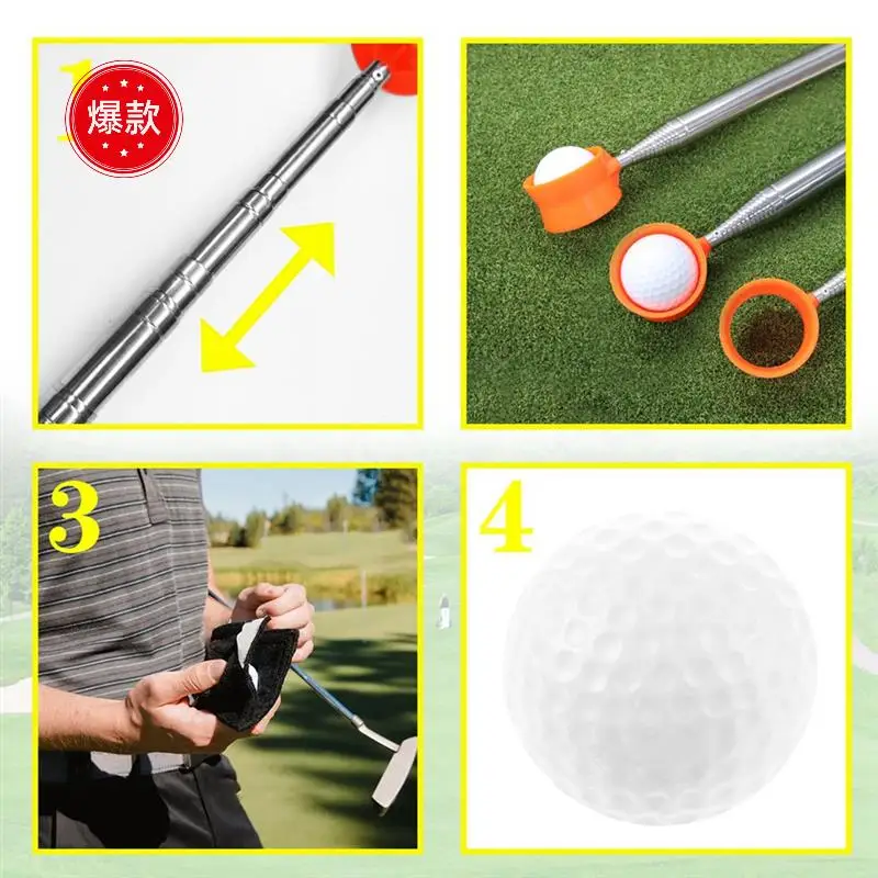 

Portable Stainless Steel Non-Slip Handle Retractable Golf Ball Pick-Up Tool Durable Easy To Use