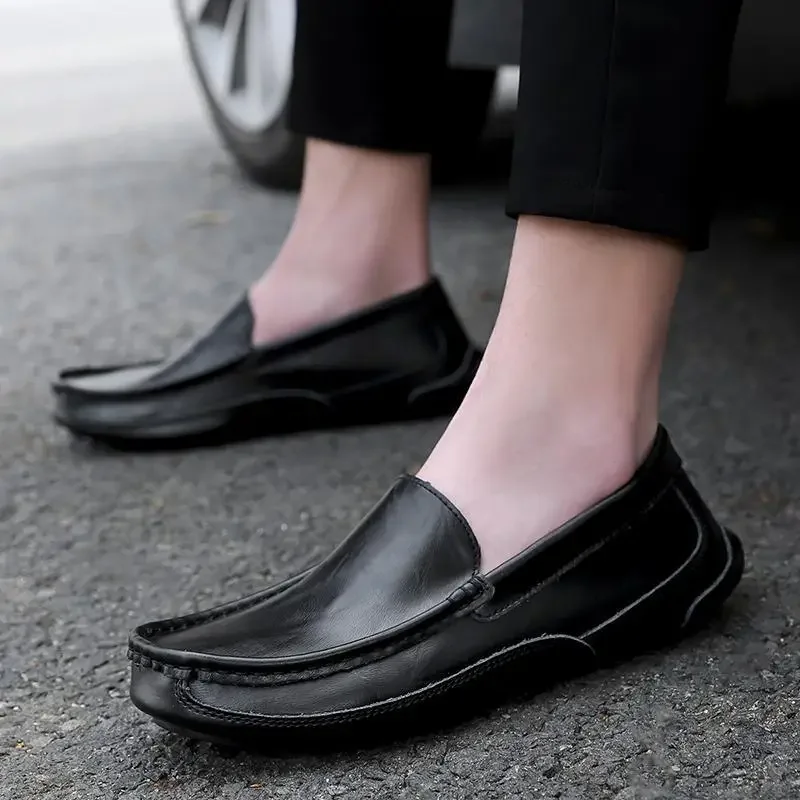 Mocassins de sport décontractés en cuir véritable pour hommes, chaussures d'infirmière à enfiler, printemps et automne, été