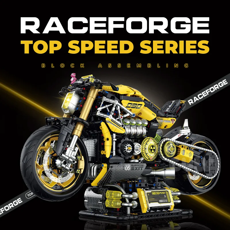 IN STOCK 60519 MOC Technical RC Motorcycle Building Blocks Model