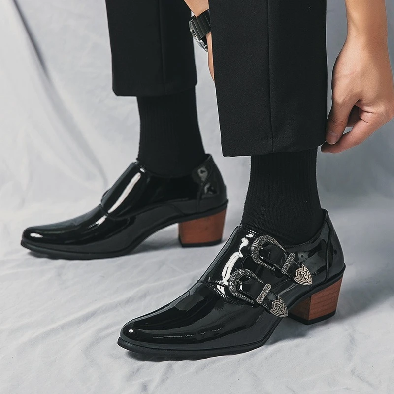

Patent Leather Mens Dress Shoes with Height Luxury Handmade Quality 2026 Autumn British Style Outdoor Casual Business Shoes Man