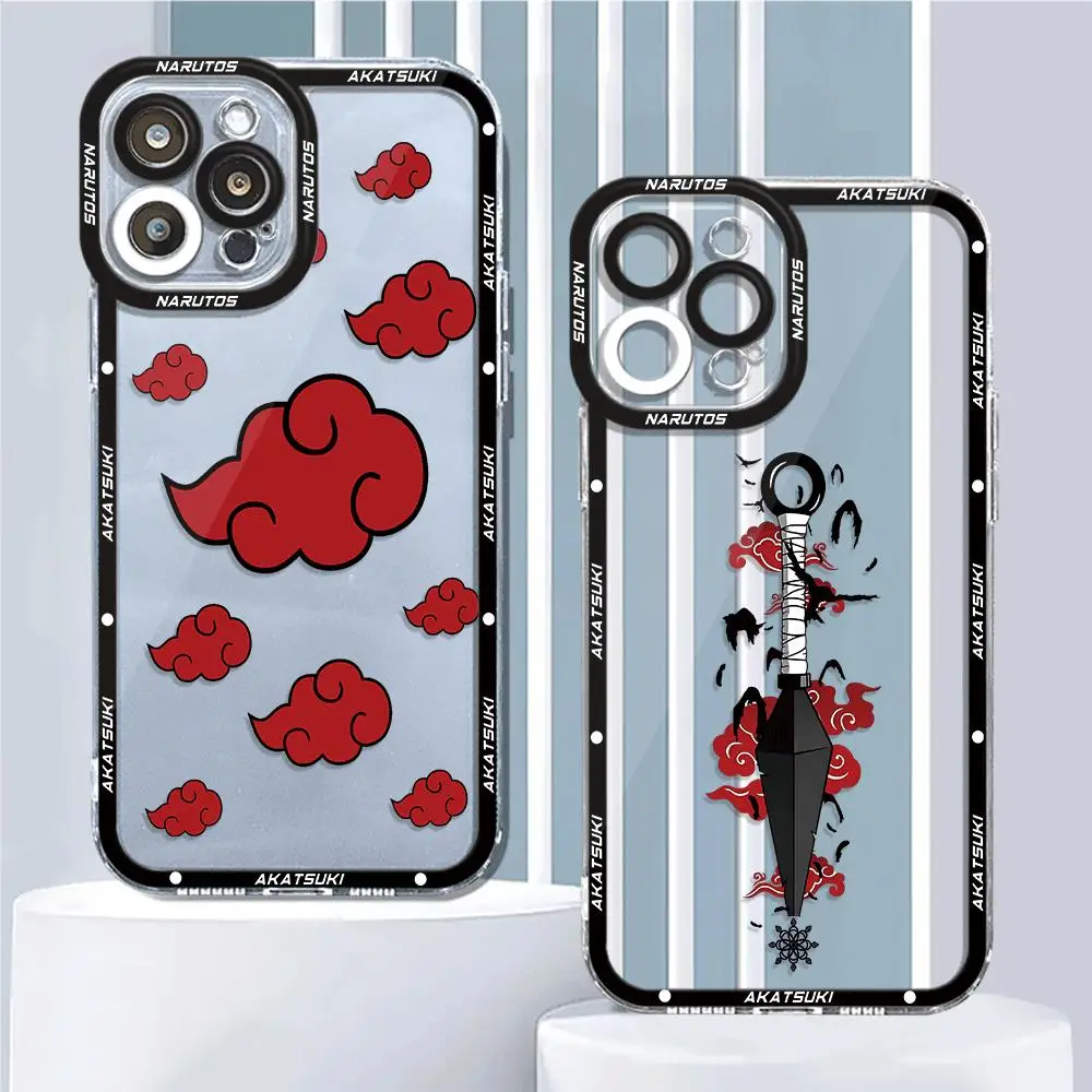 Phone Case for iPhone 14 Plus XR X 13 Pro Max 12 Mini 11 Pro XS Max 7 8 Plus 15 Akatsukis-Narutos-Cloud Cover