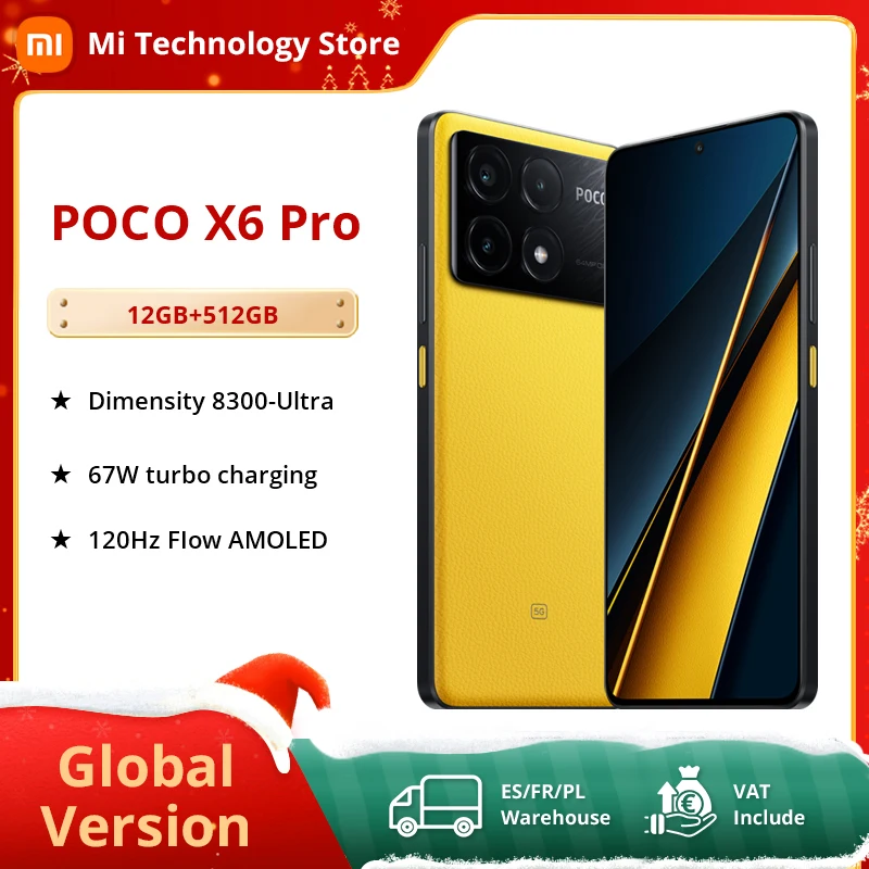 Global Version  POCO X6 Pro 5G MTK dimension 8300-Ultra 67W Turbo Charging 64MP Triple Camera With OIS 120Hz AMOLED 5100mAh