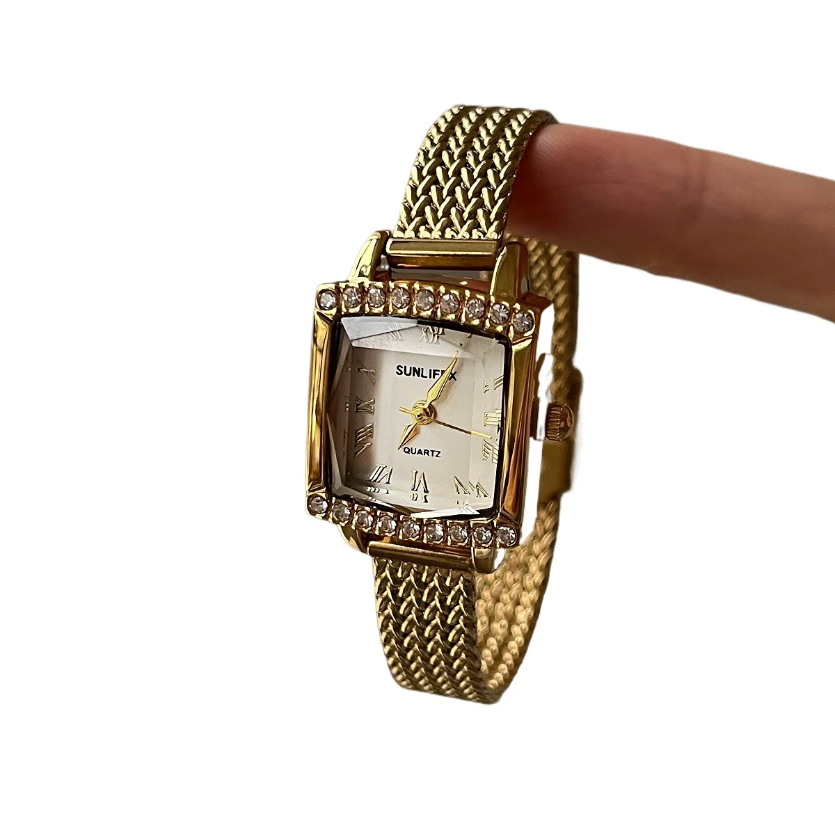 

Diamond-encrusted square gold wheat ears with bracelet watch women's light luxury high-end sense simple temperament