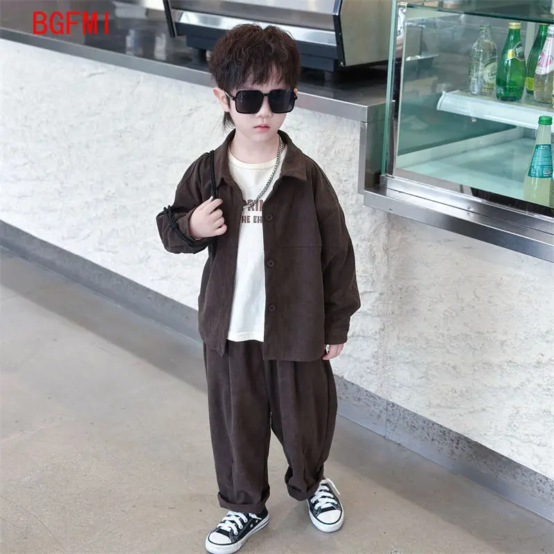 2-10Y الكورية ملابس الأطفال الفتيان ربيع الخريف موضة مجموعات غير رسمية جديد الاطفال طويلة الأكمام رقيقة سروال قصير سترة بانت 2 قطعة مجموعة #6