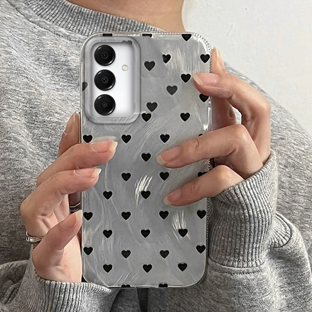 Schwarzes Herz Liebe süße Frauen Handytasche für Samsung Galaxy A55 A16 A07 A17 A26 A36 A56 A25 A35 A14 A34 A54 A15 A13 A32 A12 Abdeckung