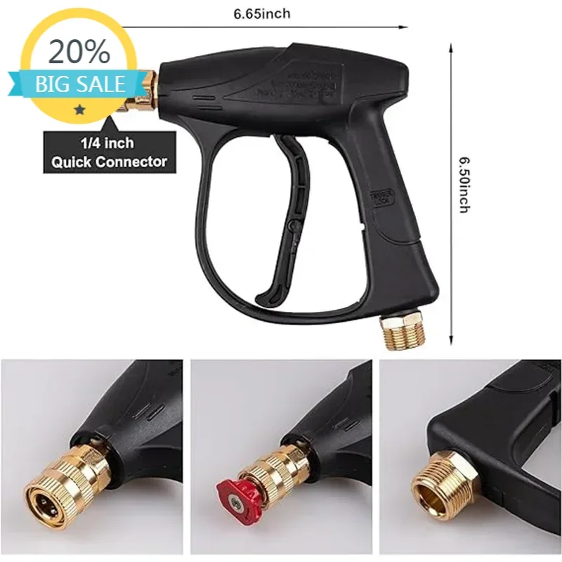

Short handle high pressure cleaning gun, single gun, with 5 nozzles to choose from, suitable for car washing and garden cleaning