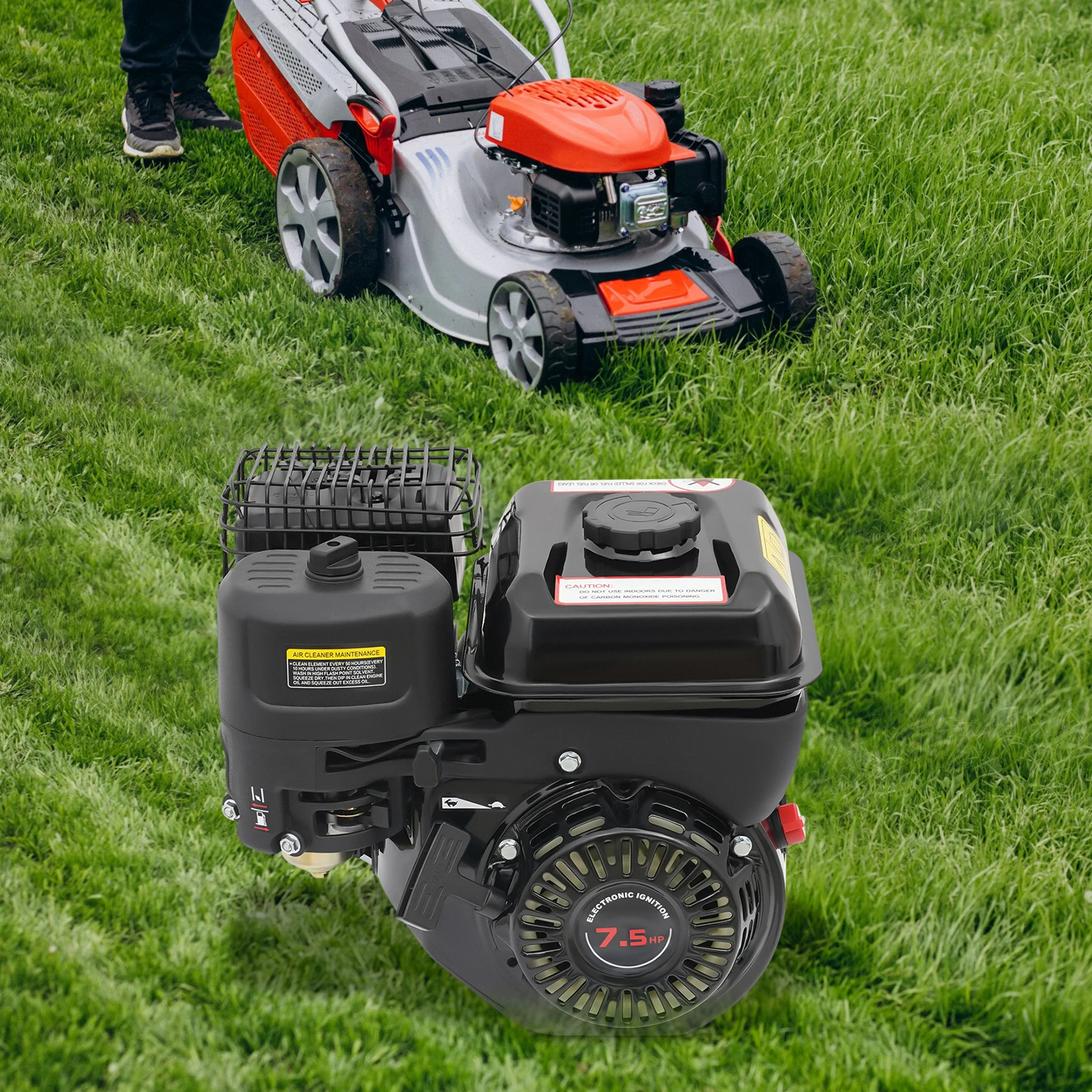 

Gasoline Engine, 7.5HP 4-Stroke Horizontal Shaft Engine, Heavy Duty Cast Iron and Aluminum Construction for Generator Water Pump