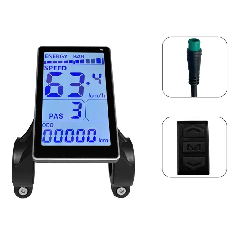 HOES-1 PCS Electric Bike LCD Meter Electric Scooter M5 LCD Panel Screen 5 Pin 24V 36V 48V 60V Universal Waterproof Connector