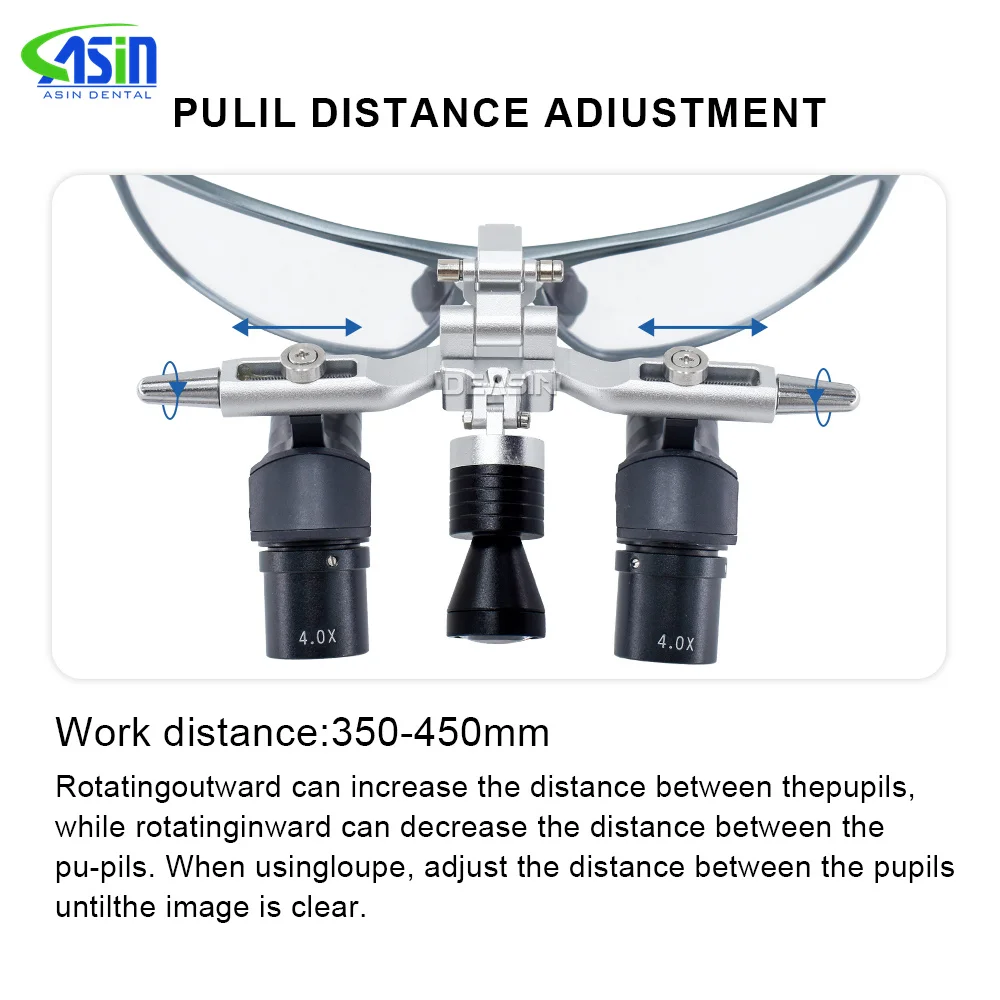 DEASIN Dental Ergo2 Loupes 45°Optical Corner Structure 4X 5X 6X Magnifying Glass with 5W LED Light Surgery Lens view 4
