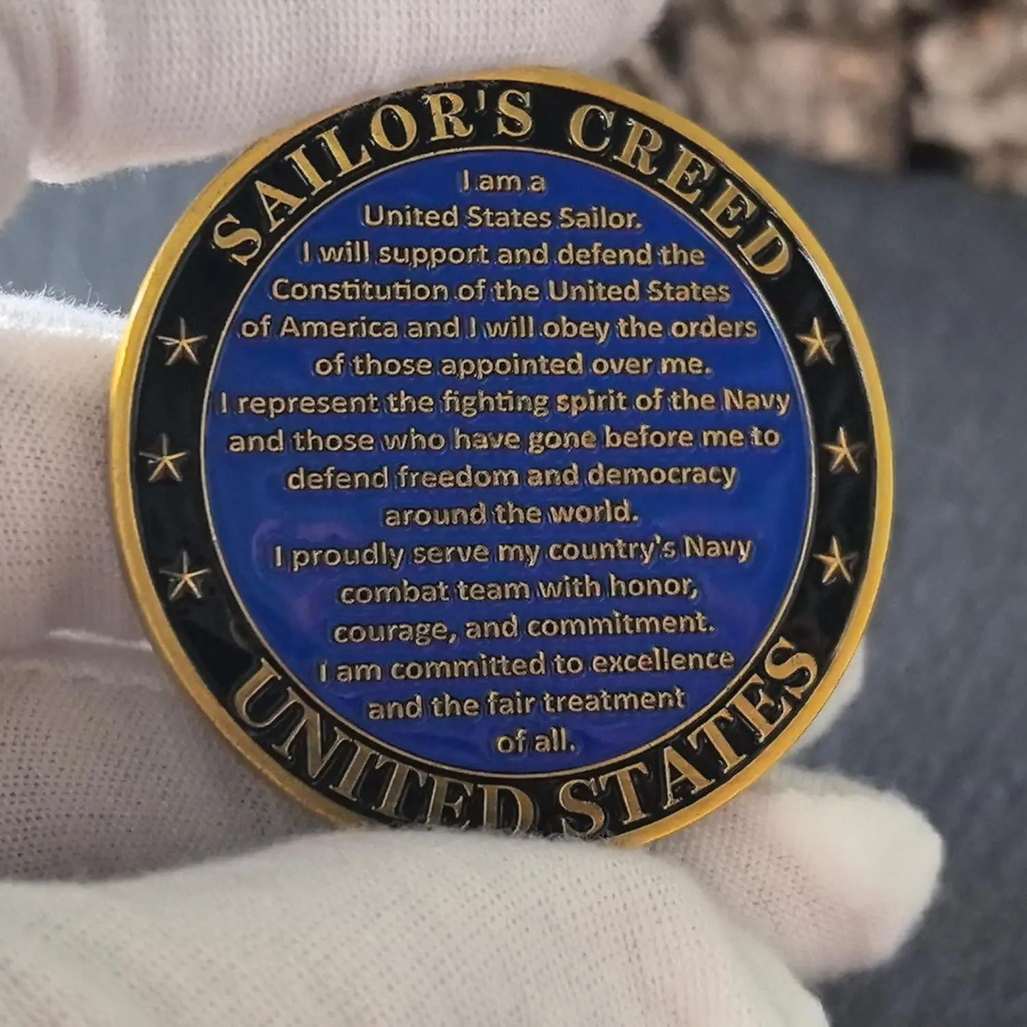عملة تحدي كريد بحار البحرية الأمريكية - الشرف والشجاعة والالتزام - سبائك الزنك مقاس 1.77 بوصة مع حقيبة واقية #2