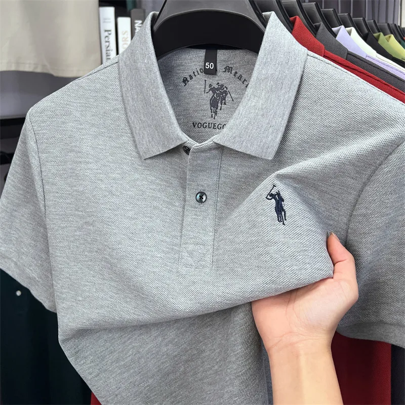 

Cotton Short Sleeved T-shirt Men's Summer Top with A Collar, Summer Middle-aged Business Polo Shirt with Half Sleeves