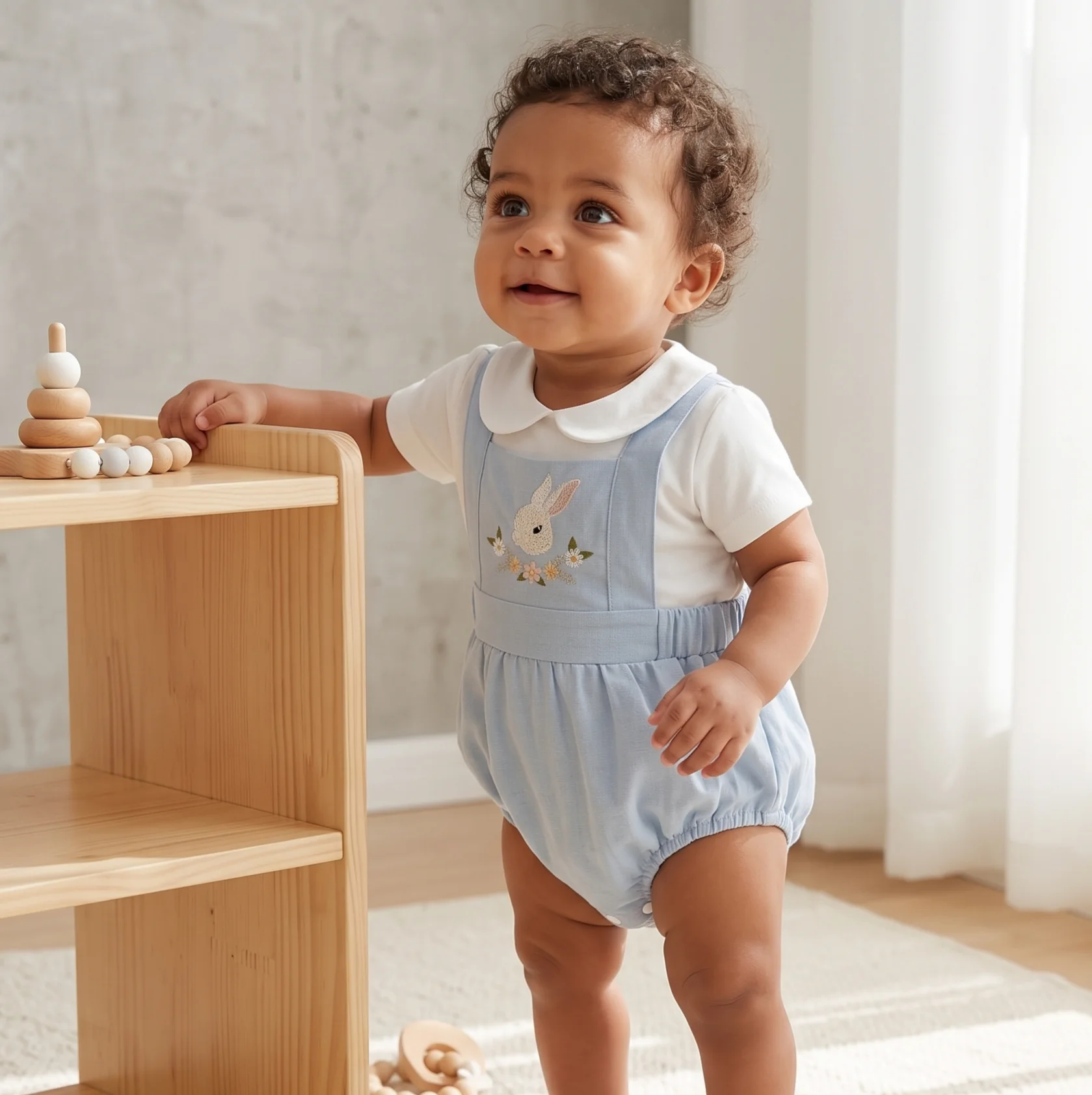 Sommer-Strampler für Babymädchen mit Cartoon-Hasen-Stickerei, Niedliche Overalls für Kleinkinder im Süßen Stil – Detail 7