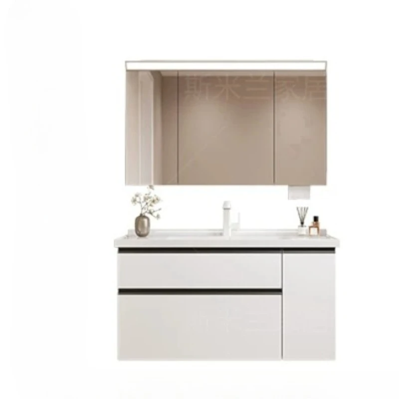 Ceramic Integrated Basin, Pull Basket, Storage Cabinet, Japanese Beauty Mirror Cabinet, Bathroom Cabinet, Face Wash Sink