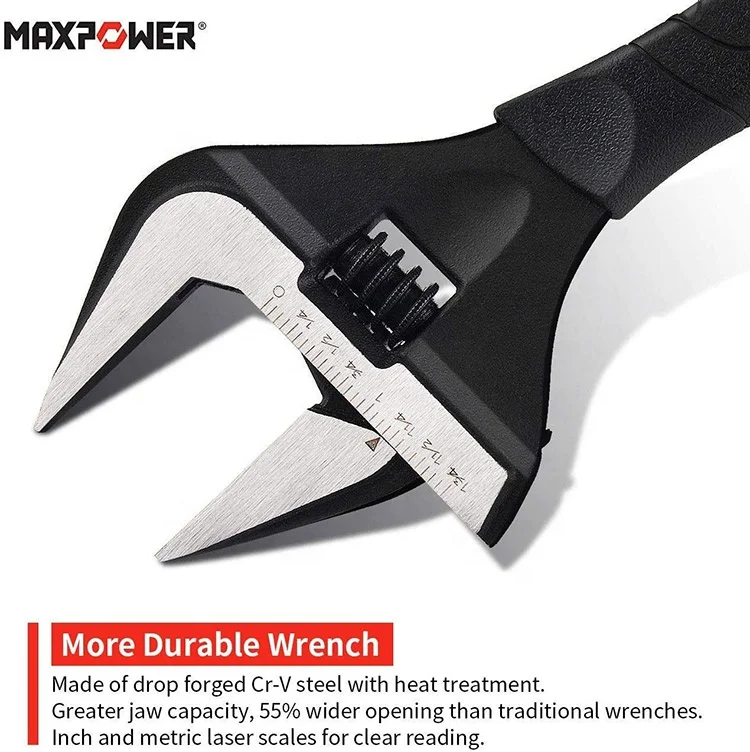 

2 Stubby Deep Jaw Wide Opening Plumbing Spanner Adjustable Wrench Set