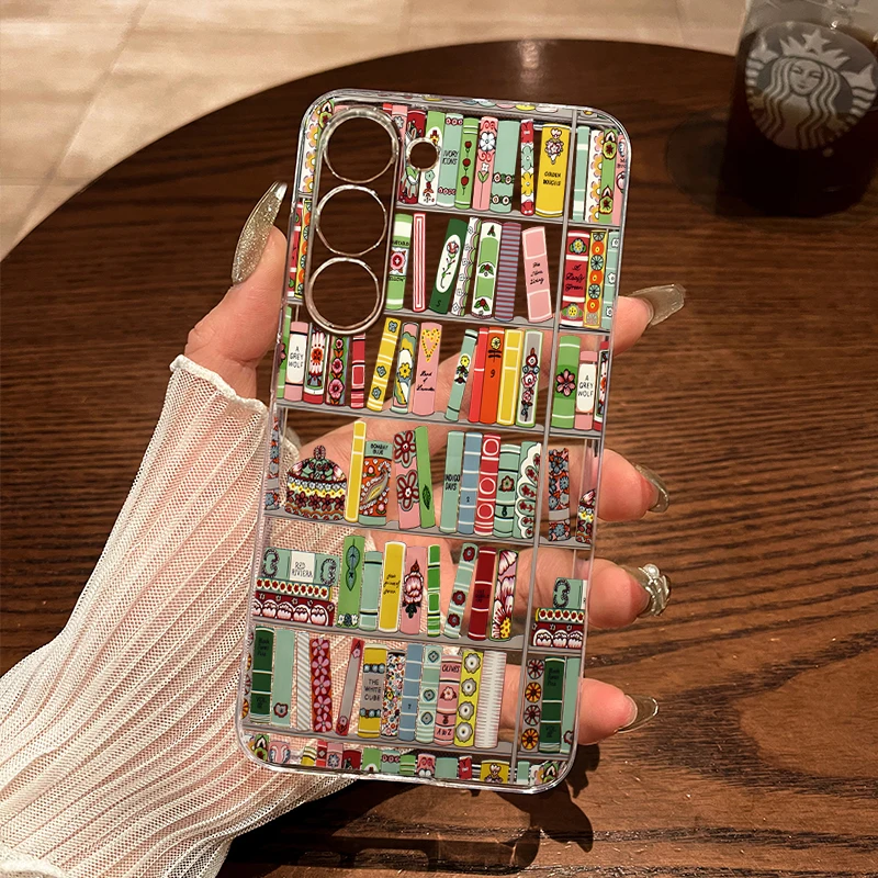 Kreatives Blumen-Bücherregal Transparente Hülle für Samsung Galaxy S25 S24 S23 Ultra S22 S21 FE A16 A15 A36 A56 A55 A54 A53 Note 20 Cover – Detail 3