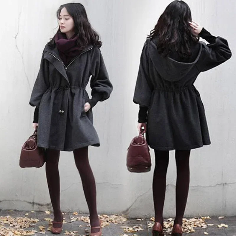 

Autumn and winter clothing large size woolen jacket women's fat MM waist medium and long winter clothing thickened warm fashion