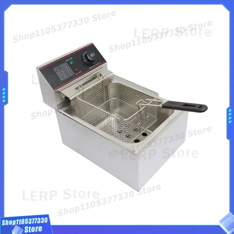 6L Commercial Electric Deep Fryer One Tank Stainless Steel Countertop Frying Machine for Restaurant Hotel Kitchen Equipment