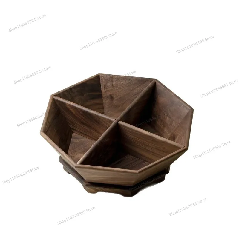 For Solid Wood Grid Dried Fruit Box, Home Living Room Desktop Snacks, Nuts and Fruits, Four Grid Simple Storage Box