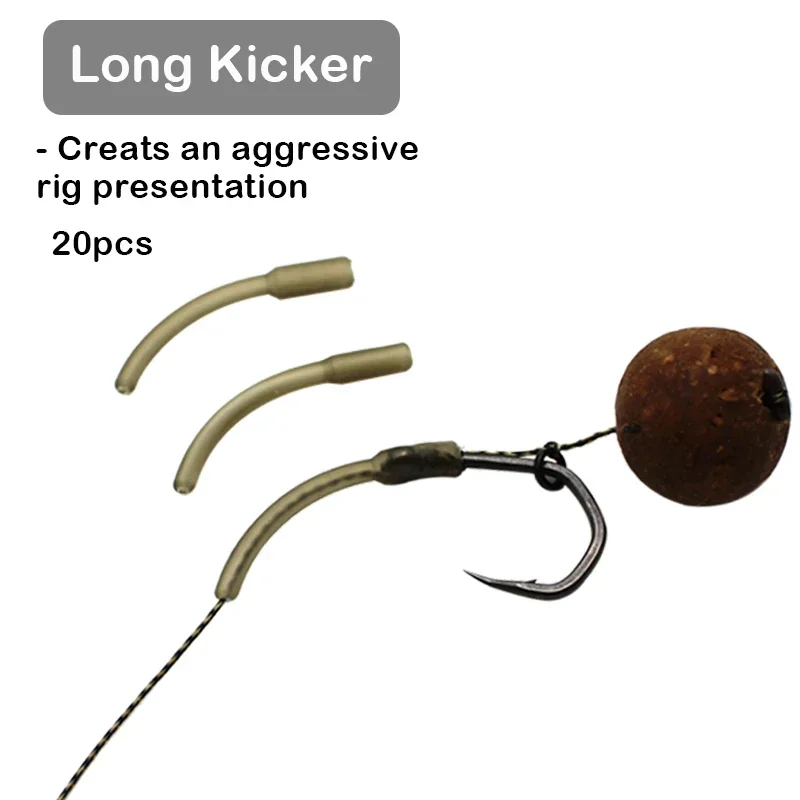 20pcs Carp Fishing Hook Kickers D Rig Kicker Aligners Hooks Sleeves Rigs Long Kicker Accessories End Terminal Tackle