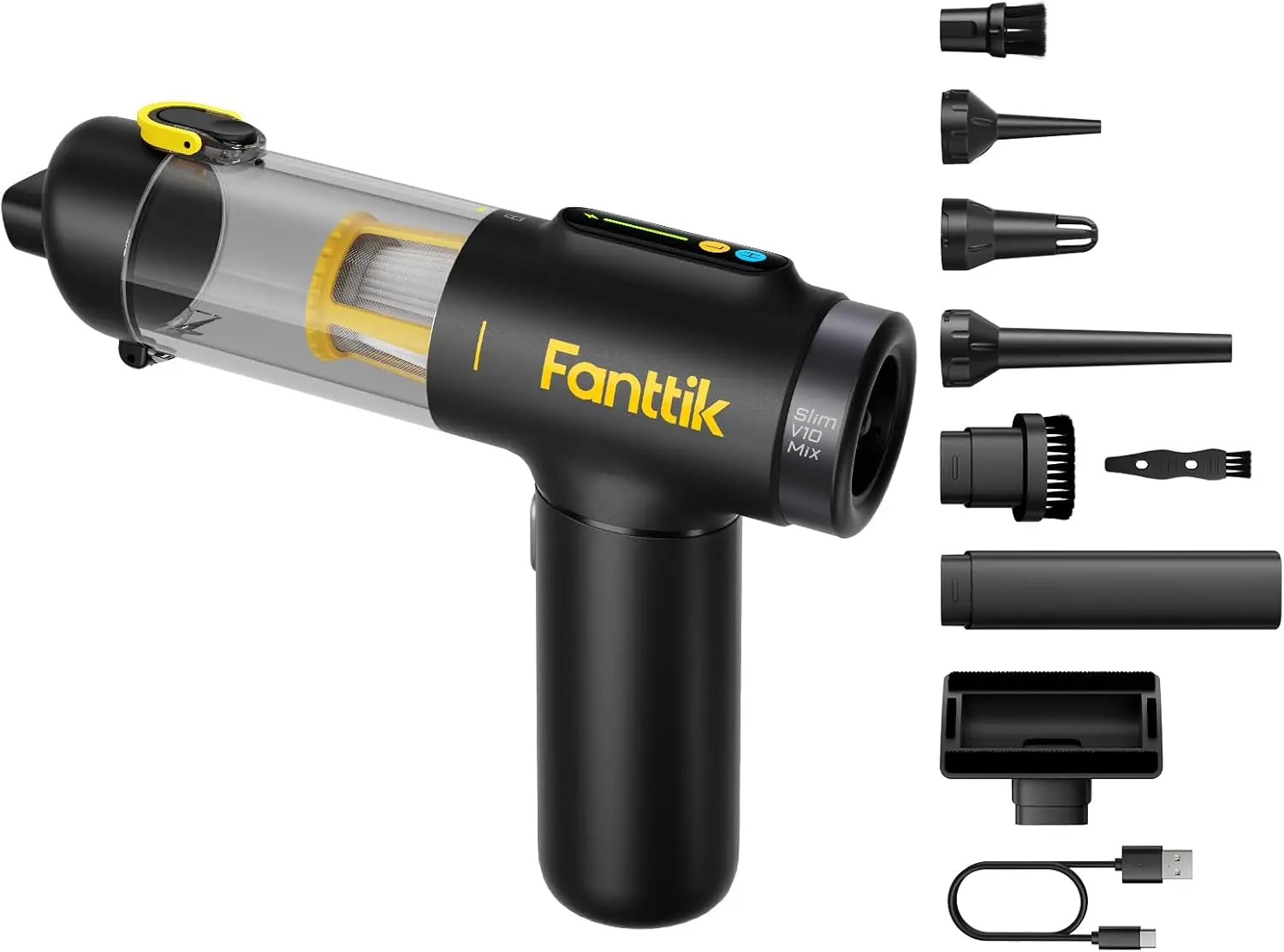 

Slim Cordless Car Vacuum, 4-in-1 Handheld Air Duster with LED Display, 16kPa Suction for Car and Office