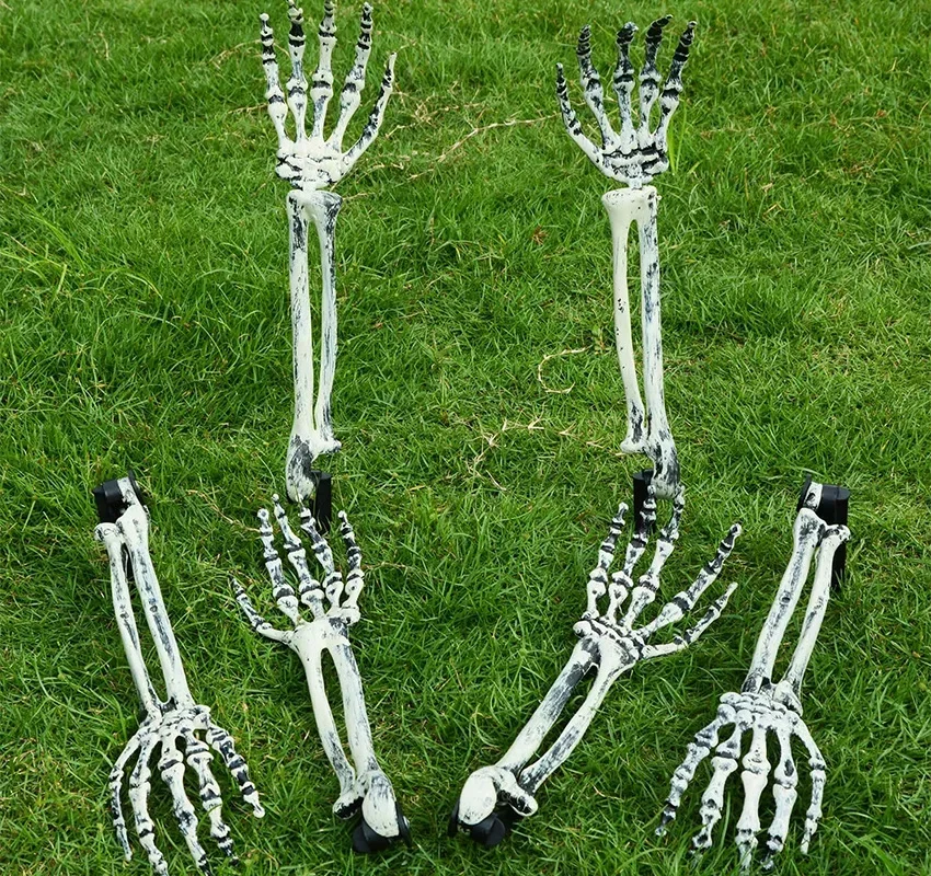 1-4pcs Halloween Imitation Hand Bone Skeleton Halloween Yard Floor Inserted Ghost Hand Hand Bone Ghost Festival Dress Up Props