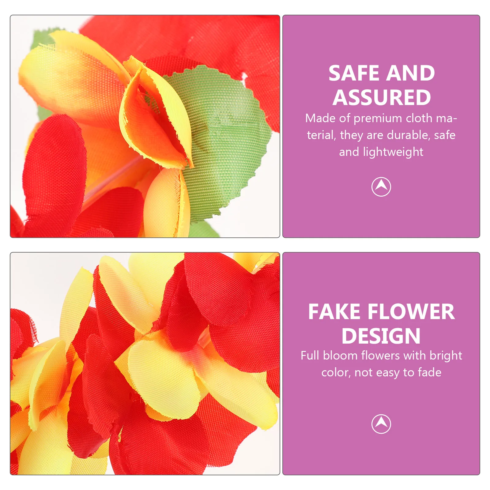 

1 set Multicolor Flower Garlands Hawaiian Leis Set Party Festival Decor Stage Wreaths Lightweight Cloth Material Bright