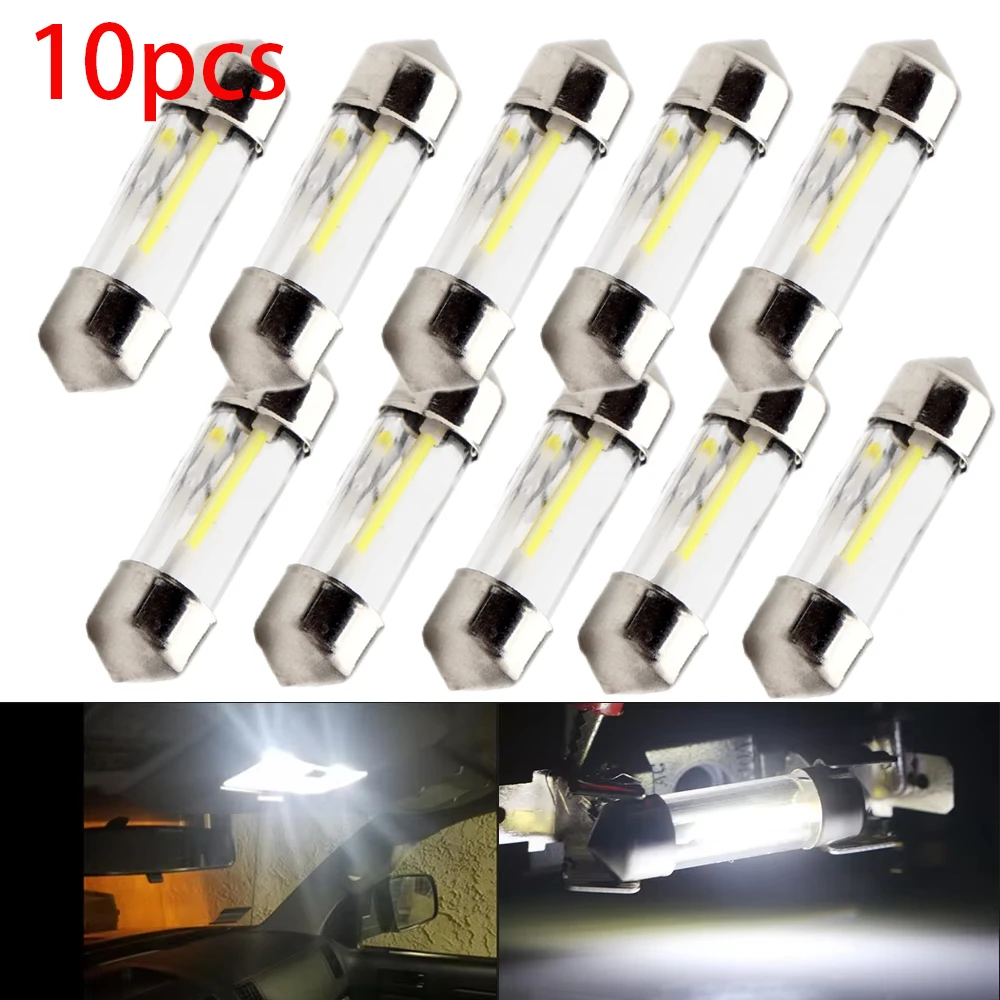 

10 PCS Car LED Festoon Dome 31mm 36mm 39mm 41mm C5W Car Light Bulbs 6000k White Reading License Plate Lamp 12V ed Light Bulb