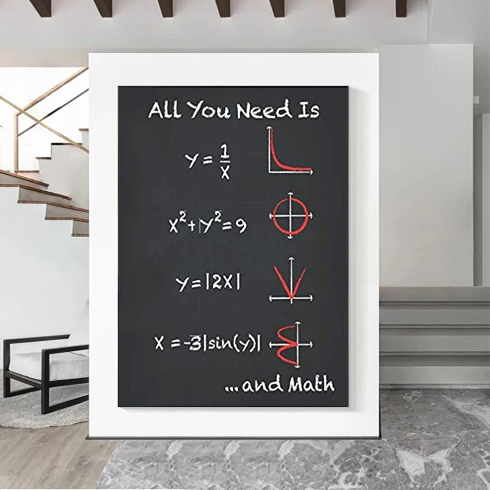 All You Need Is Love Math Equations Poster Prints For Living Room Home Decor Funny Romantic Words Canvas Painting Wall Art Gift