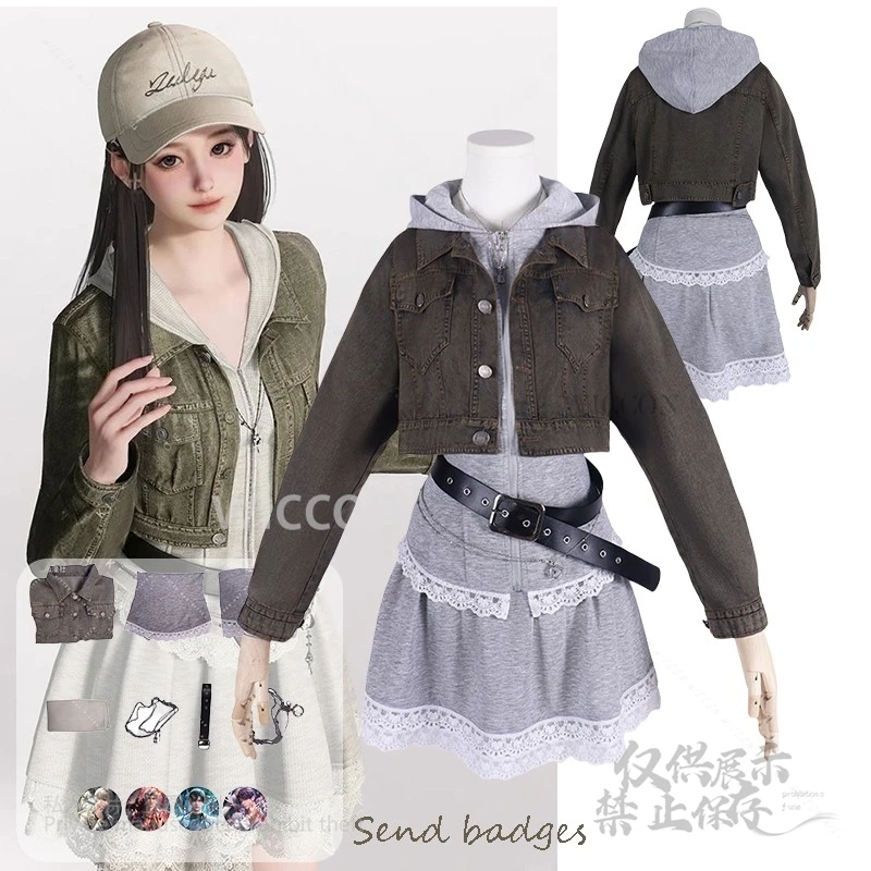 

Anime Game Love And DeepSpace Player Heroine Outfit Melody Cosplay Costume Dress Coat Belt Bandge Halloween Party Y2K Customized