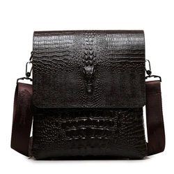 Shoulder Bag For Men Crocodile Pattern Leather Porter Business Briefcase Cross Messenger Designer Crossbody Side Casual Bag