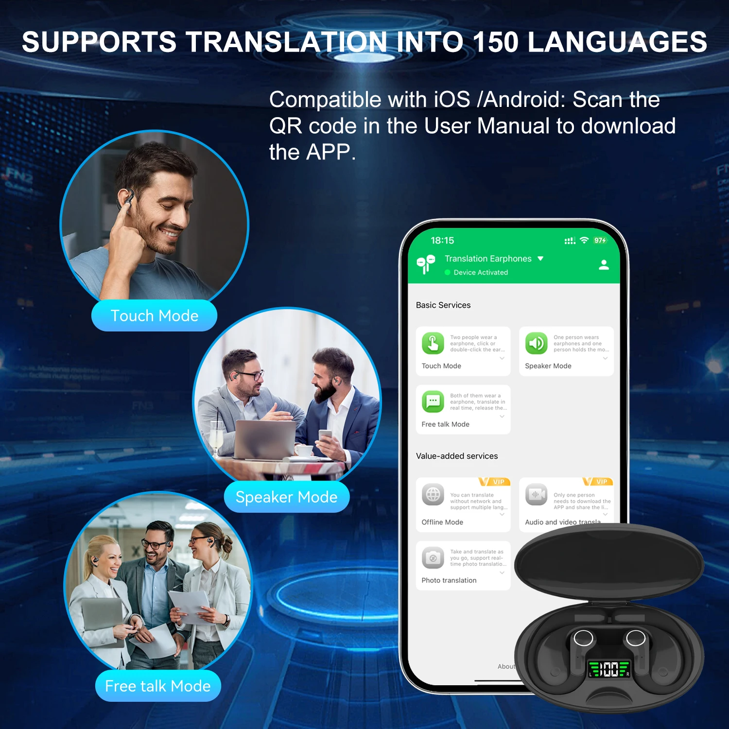 Nuevo Traductor de auriculares Bluetooth inteligente M16, interpretación simultánea, escucha de llamadas Bluetooth, traducción Bluetooth