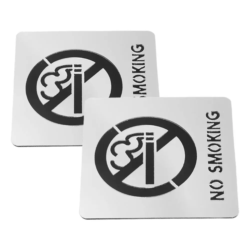 2Pcs No Smoking Signs Self-Adhesive Waterproof Business Stickers for Office Public Areas Bathrooms Restaurants Premises Traffic