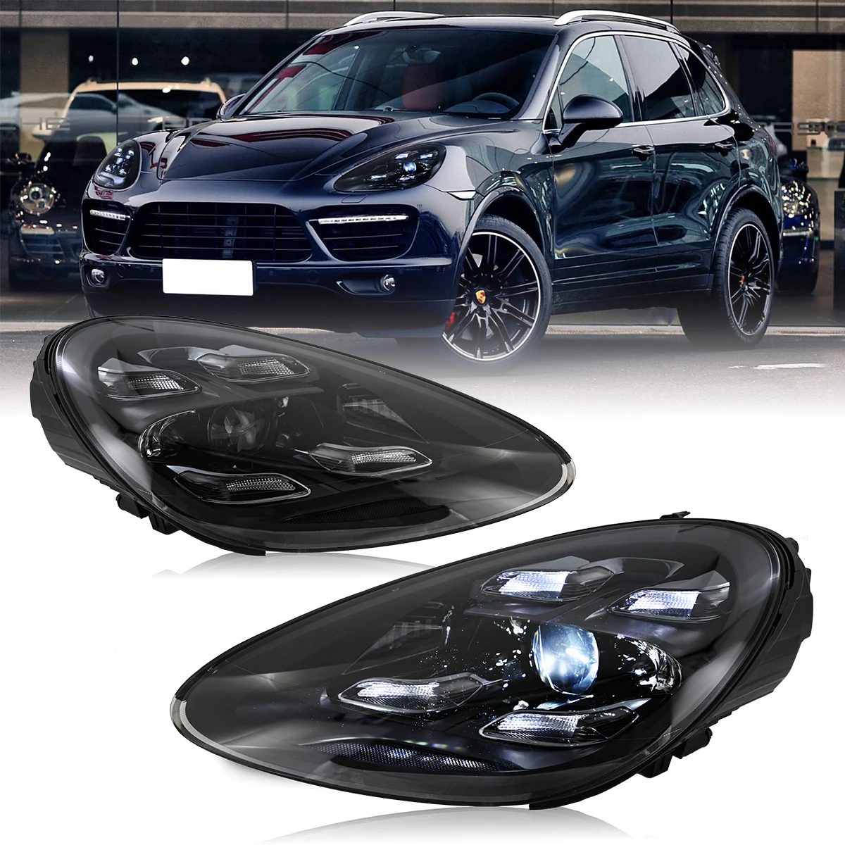 Paar Projektorlinsen-Scheinwerfer für Porsche Cayenne 958.1 958.2 2011 2012 2013 2014 2015 2016 2017