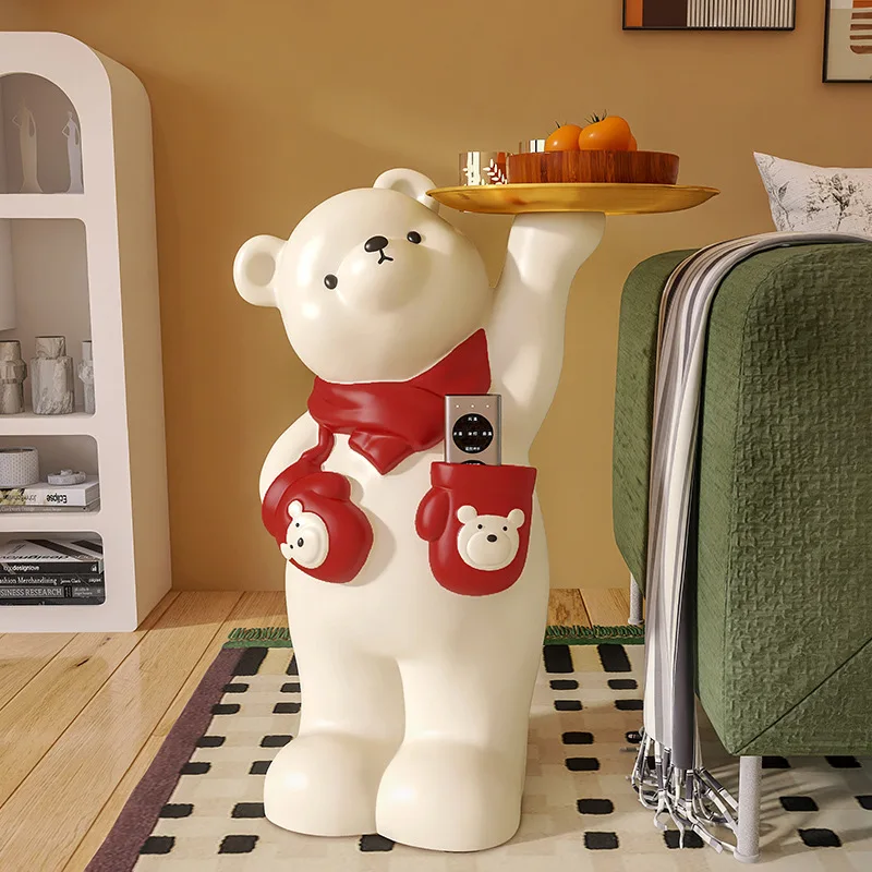 Cute bear creative side few living room TV cabinet sofa side home soft decoration storage tray coffee table decoration ornament