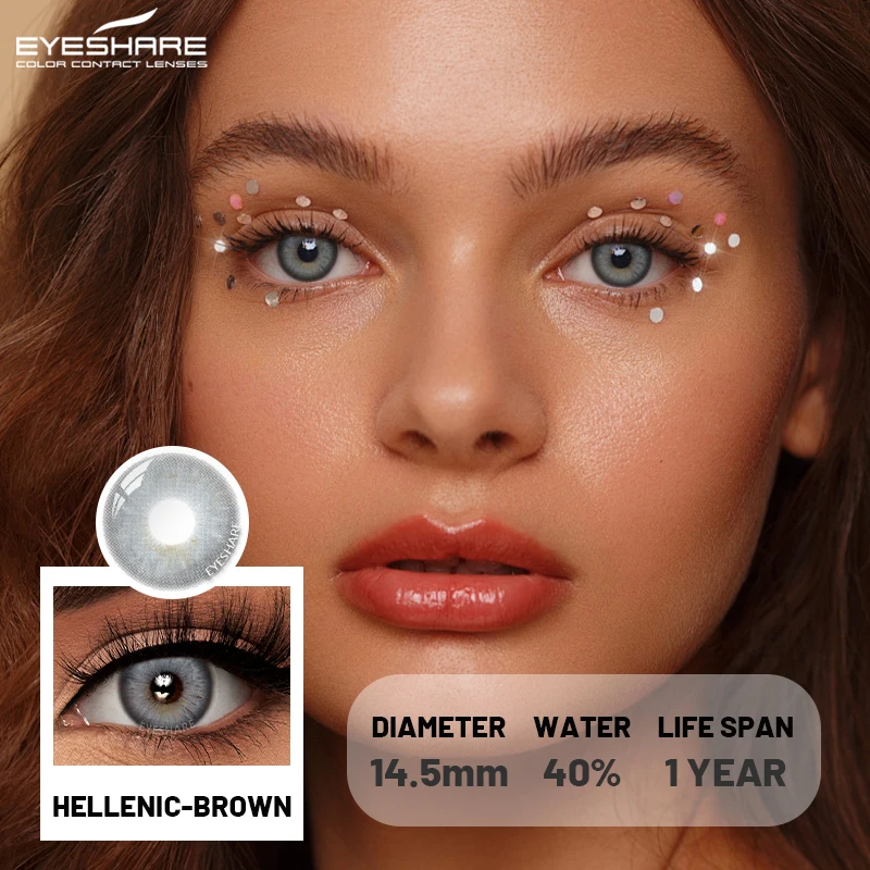 EYESHARE 2Pcs Color Contact Lenses Colored Pupils for Eyes Blue Eye Lenses Beauty Gray Lens Green Contacts Yaerly Brown Lenses