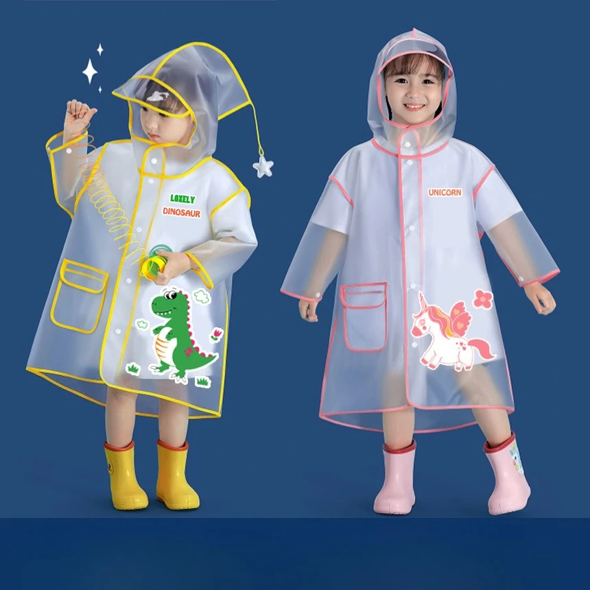 

New Children's Transparent Poncho Waterproof Kindergarten Rainwear Children's Raincoat Boys And Girls Medium Length