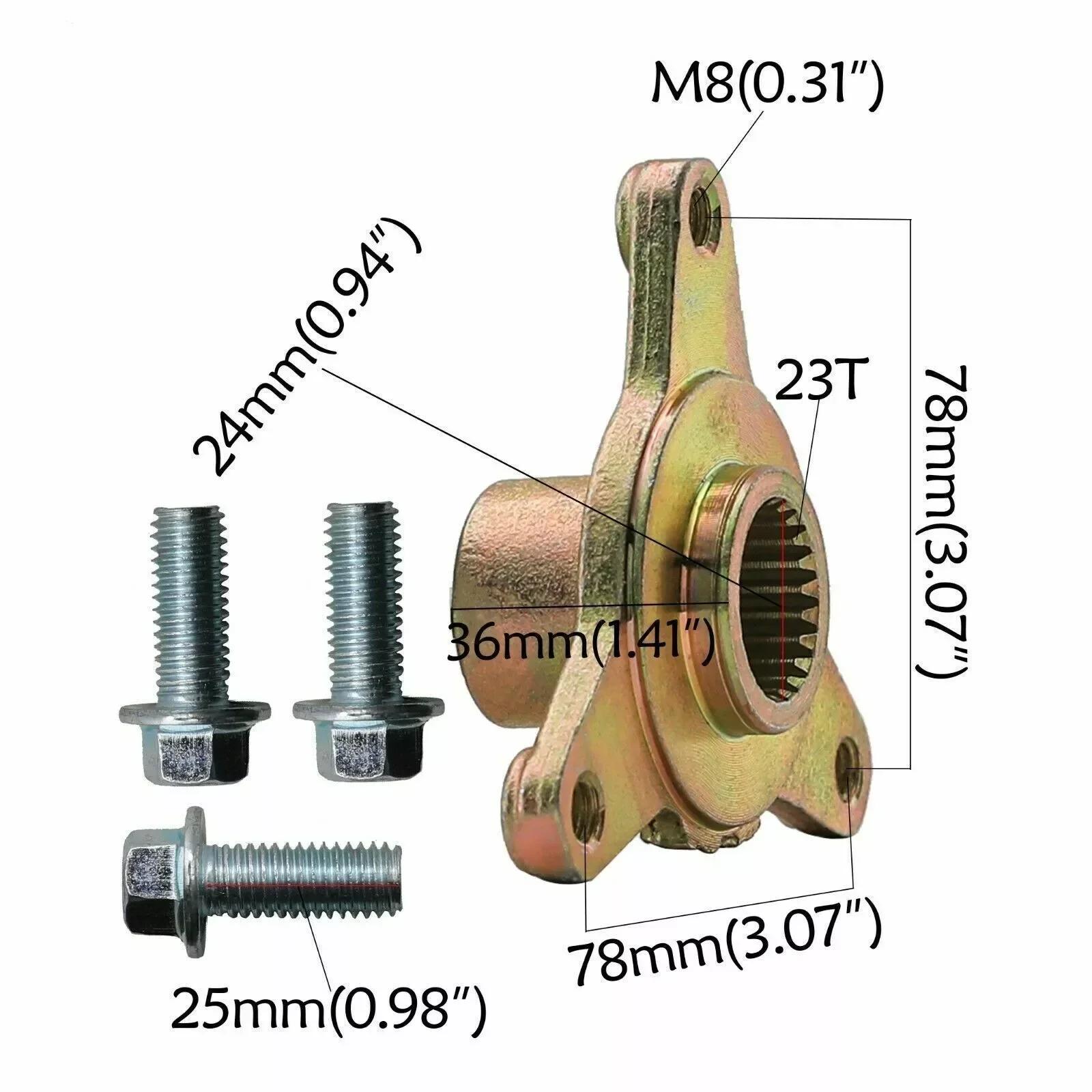 TDPRO 2PCS 3 Stud 23T Spline Wheel Hub For 110 125cc ATV Go kart Quad