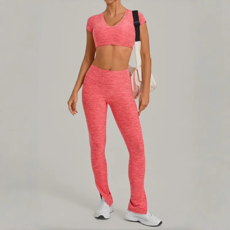 

Женские бесшовные комплекты для йоги: спортивные топы без рукавов и леггинсы с высокой талией для фитнеса, тренировок и бега