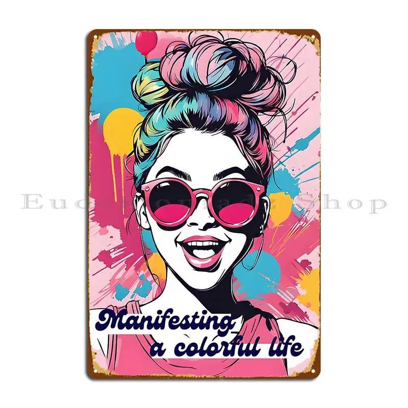 Manifesting Colors Pink Merch For Women Metal Signs Club Bar Character Party Wall Mural Living Room Tin Sign Poster