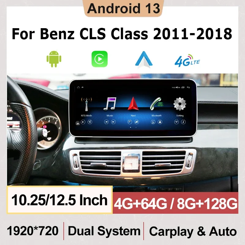 Android 13 Car Accessories Carplay Auto Monitors For Benz CLS W218 2011-2018 QLED Touch Screen Radio GPS Navi Multimedia Player