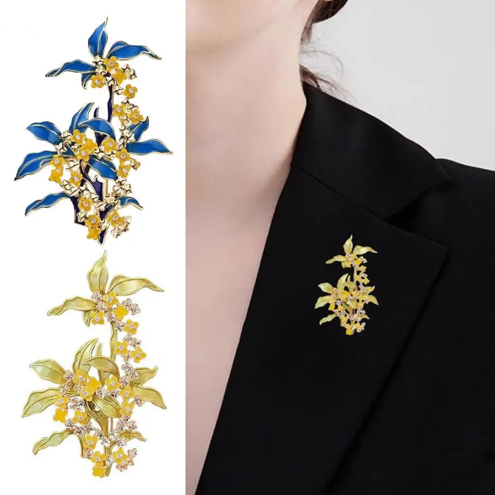 Floral Brooch Pin Women Brooch Osmanthus Shape Pin Retro Style Decorative Badge Elegant Coat Sweater Accessory for Commuting