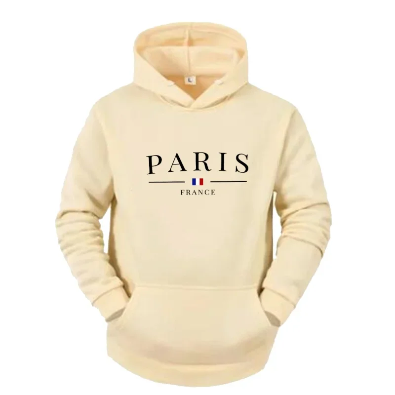Hot 2026 New Casual Fashion High Quality Paris Pattern Printed Hoodie Multi functional Sports Shirt Men's Street Hoodie