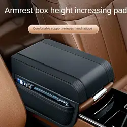 Car Armrest Cushion With Storage Pocket Central Console Elbow Protector Universal Car Armrest Cover Leather Pad For Automotive
