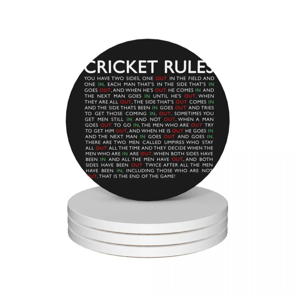 Cricket Rules Ceramic Coasters (Set of 4) ceramic set customized set cute Cup mat Coasters