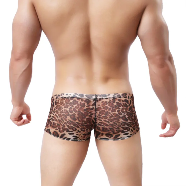 Men\'s underwear mesh zebra leopard print boxer briefs men\'s JJ set underwear