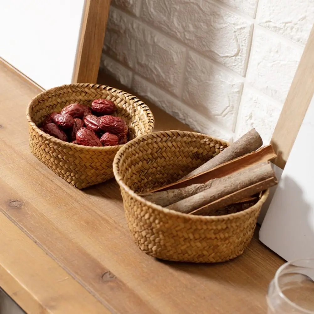 Imitation Rattan Rattan Storage Baskets Sundries Organizer Vegetable Fruit Kitchen Storage Basket Multi-Purpose
