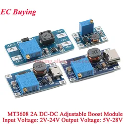 1Pc-20Pcs MT3608 DC-DC Adjustable Boost Module 2A DC DC Step up Converter Module 2V-24V to 5V 9V 12V 28V Power Board Booster PCB