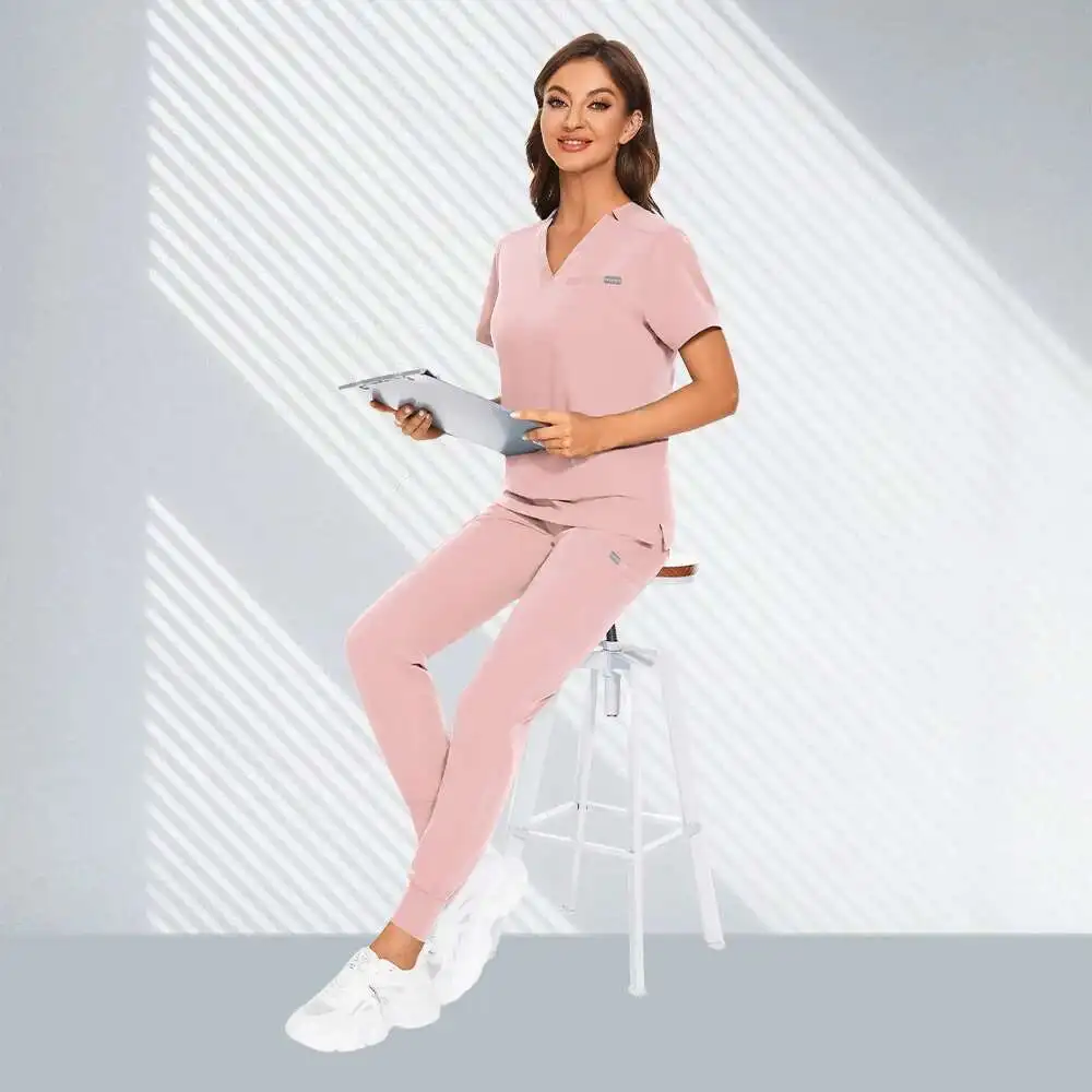 

Men Medical Scrubs Tops Pant Unisex Surgical Sets Women Beauty Salon Uniforms Dental Cic Workwear Overalls Grooming Clothes